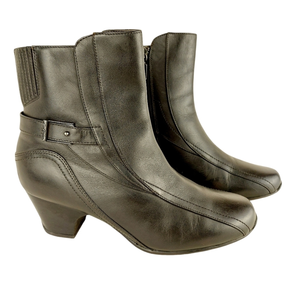 COLLÈGE black leather heeled boots Aqua Protect Size 8 M